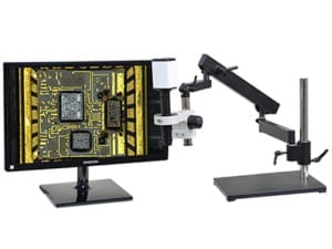 HD802LABm24 hd 1080p high magnification digital microscope with articulating arm stand and 24 inch hd monitor