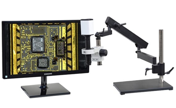 HD802LABm24 hd 1080p high magnification digital microscope with articulating arm stand and 24 inch hd monitor