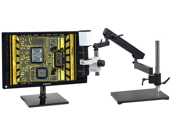 HD802LABm24 hd 1080p high magnification digital microscope with articulating arm stand and 24 inch hd monitor