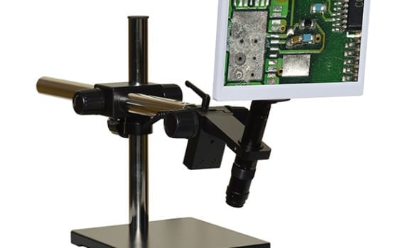 HD802LUSm12 hd 1080p high magnification digital microscope with universal boom stand and 12 inch hd monitor