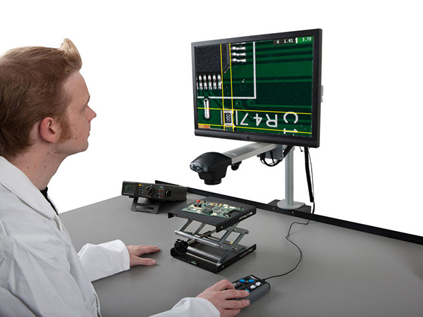 HDAF800 hd 1080p Auto Focus Digital Microscope on Vesa mount Circuit Board Grid application