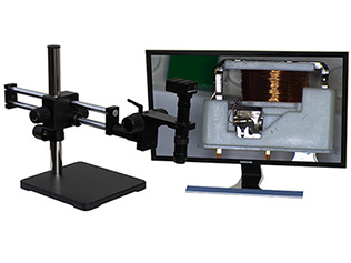 4102 4K Ultra HD Digital Microscope with dual sliding arm stand and 28 inch 4k monitor