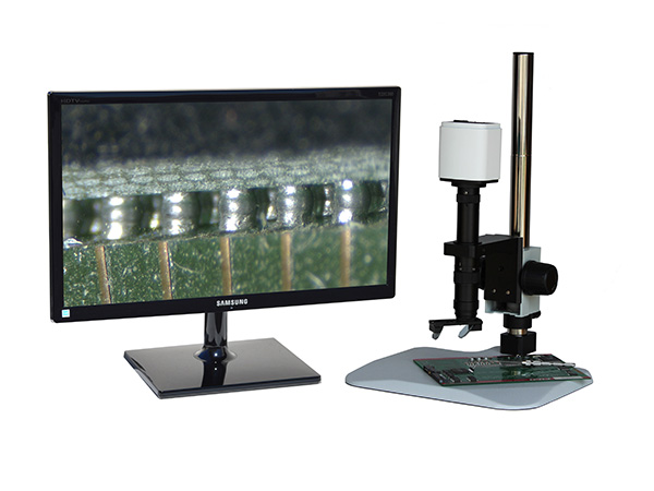 BGA-HD802LBSm24 HD 1080p Angled Viewing Digital Microscope with basic stand and 24 inch hd monitor