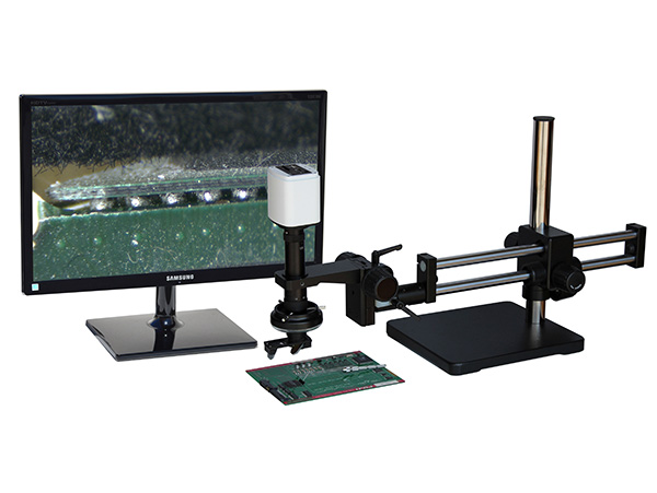BGA-HD802LDUm24 HD 1080p Angled Viewing Digital Microscope with dual sliding arm stand and 24 inch hd monitor