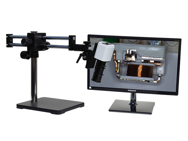 HD807LDUm24 hd 1080p digital microscope with dual sliding arm stand and 24 inch hd monitor