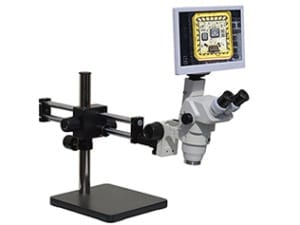 HD8TR hd 1080p trinocular digital microscope with dual sliding arm stand and 12 inch hd monitor