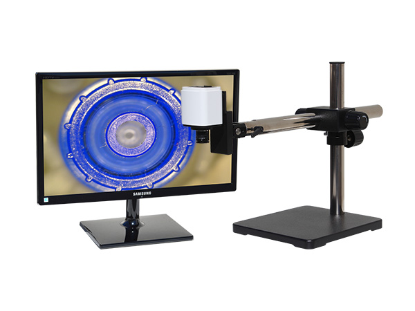 HD80WLUSm24 hd 1080p wide view digital microscope with universal boom stand and 24 inch hd monitor