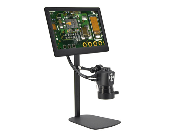 HD-A23001 All-in-One HD 1080p Economy Digital USB Microscope with 12.5″ HD Monitor side view