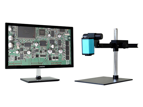 HDAF600 hd wide view motorized zoom auto focus digital microscope with universal boom stand and 24 inch hd monitor