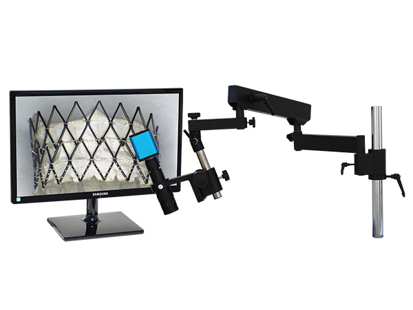 HD305LAPm24 HD 1080p Economy Digital Microscope with articulating arm stand flange type with 24 inch hd monitor