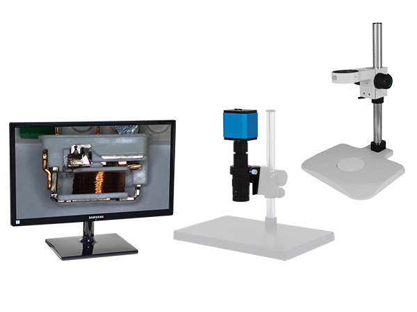 HDAF205LBSm24 HD 1080p Economy Auto Focus Wi-Fi Digital Microscope with basic stand and 24 inch hd monitor