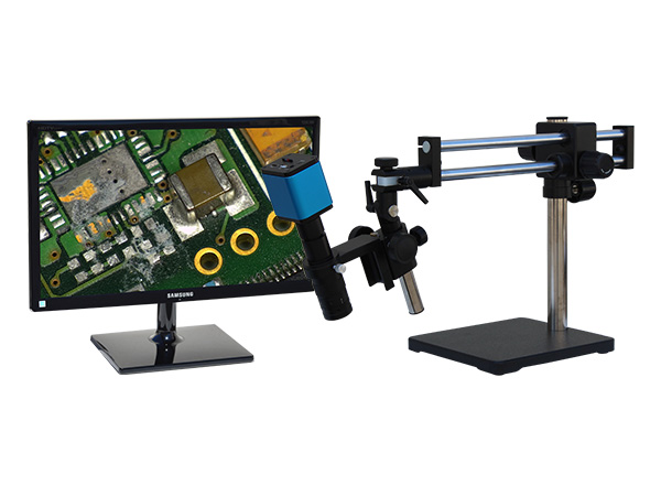HDAF205LDUm24 HD 1080p Economy Auto Focus Wi-Fi Digital Microscope with dual sliding arm stand and 24 inch hd monitor