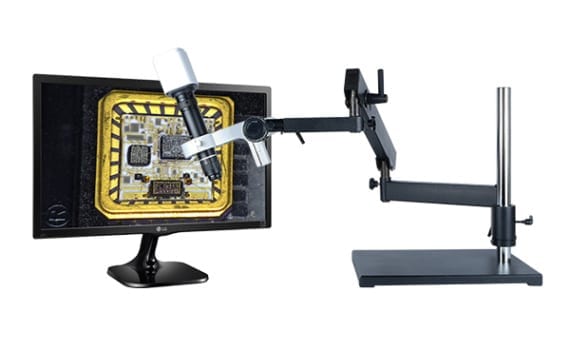 HD806LABm24 hd 1080p high magnification digital microscope with articulating arm stand and 24 inch hd monitor