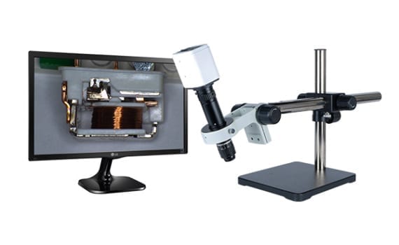 HD806LUSm24 hd 1080p high magnification digital microscope with univeral boom stand and 24 inch hd monitor