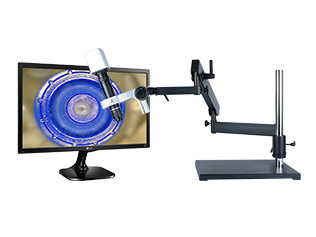 HD806LABm24 hd 1080p high power digital microscope with articulating arm stand and 24 inch hd monitor