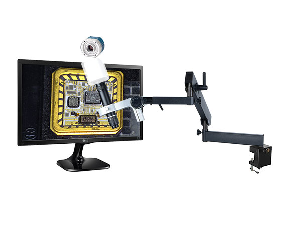 4K306LARm28 4K Ultra HD Pure HDMI high magnification Digital Microscope with articulating arm stand clamp, 28 inch 4k monitor