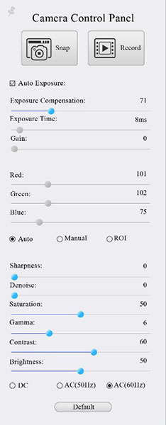 4k ultra hd digital microscope camera control panel settings