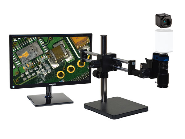 HD701LDUm24 HD 1080p pure HDMI Digital Microscope with dual sliding arm stand and 24 inch hd monitor