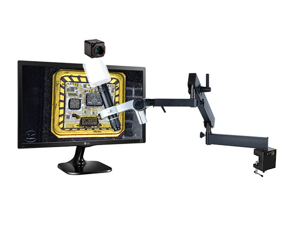 HD706LARm24 HD 1080p High Magnification Pure HDMI Digital Microscope with articulating arm stand clamp type, hd monitor