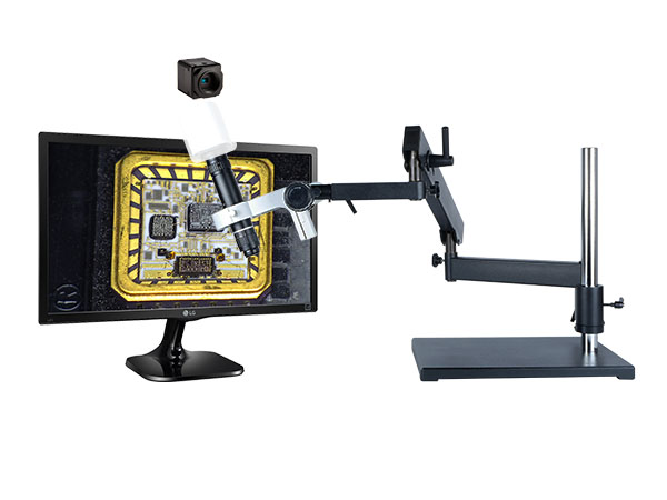 HD706LABm24 HD 1080p High Magnification Pure HDMI Digital Microscope with articulating arm stand and 24 inch hd monitor