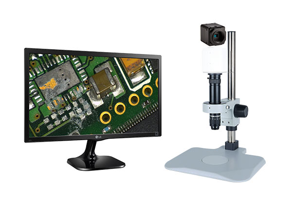 HD706LBSm24 HD 1080p High Magnification Pure HDMI Digital Microscope with basic stand and 24 inch hd monitor