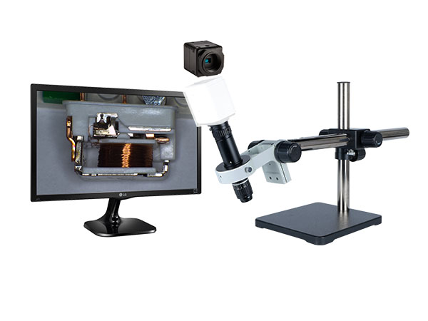 HD706LUSm24 HD 1080p High Magnification Pure HDMI Digital Microscope with universal boom stand and 24 inch hd monitor