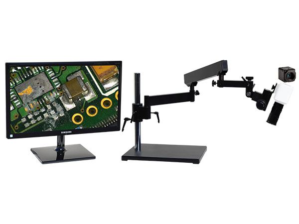 HD707LABm24 HD 1080p Pure HDMI Digital Microscope with articulating arm stand and 24 inch hd monitor