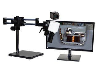HD707LDUm24 hd 1080p pure HDMI Digital Microscope with dual sliding arm stand and 24 inch hd monitor