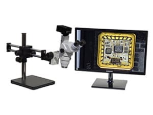 4K1TR 4k ultra hd digital trinocular microscope with dual sliding arm stand and 28 inch 4k monitor