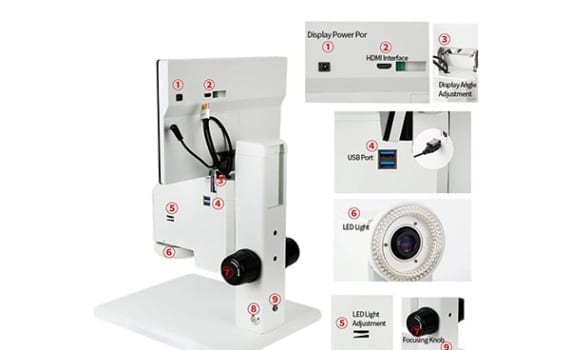 HD-A03001 hd 1080p all in one digital microscope with 12 inch hd monitor and built in measurement software